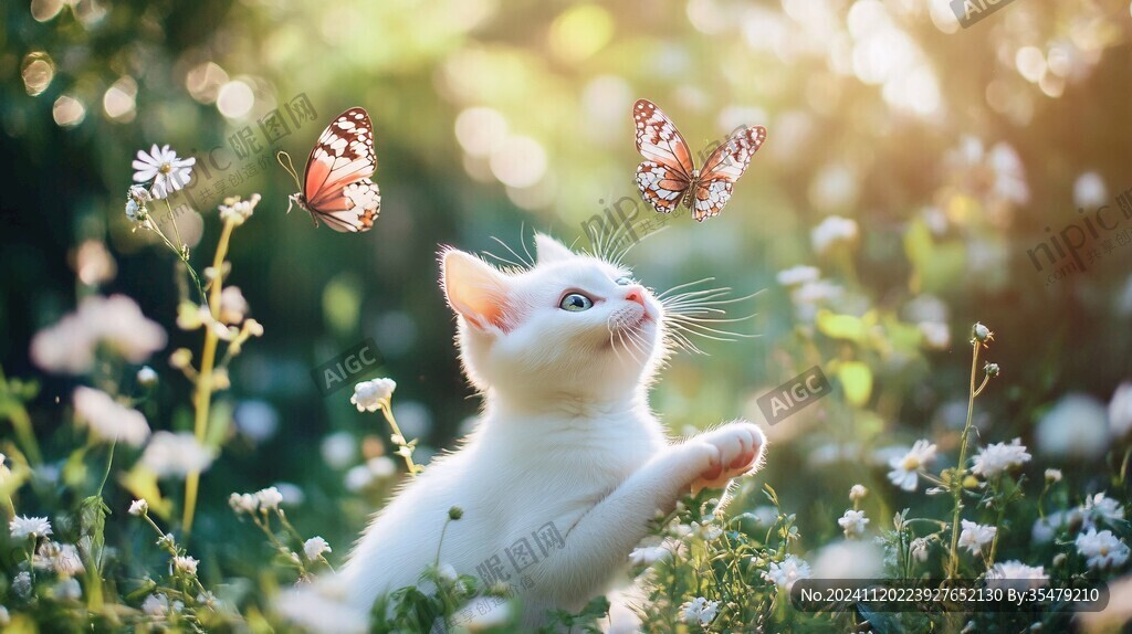 小猫扑蝴蝶