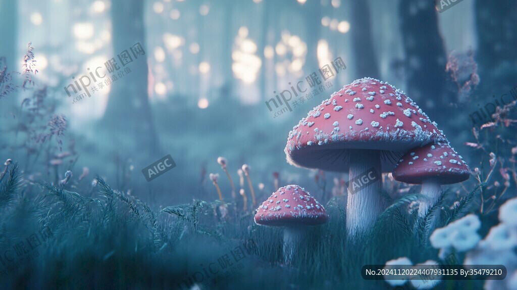 梦幻蘑菇背景