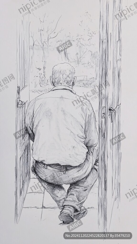 素描蹲着的人