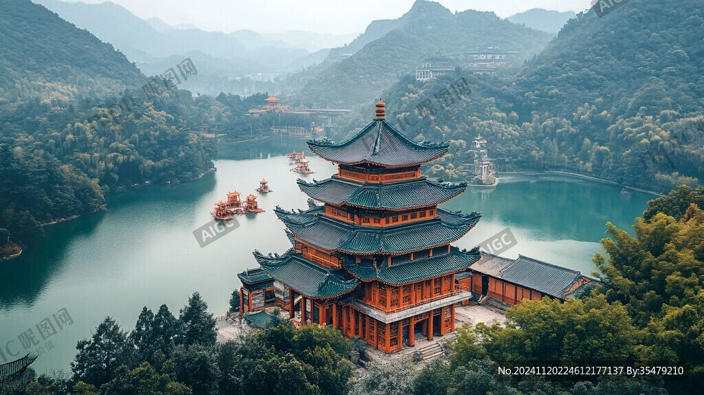 航拍仙海禅院