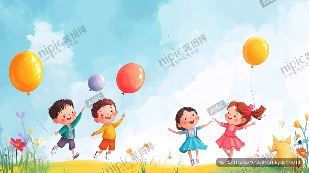 儿童玩耍插画