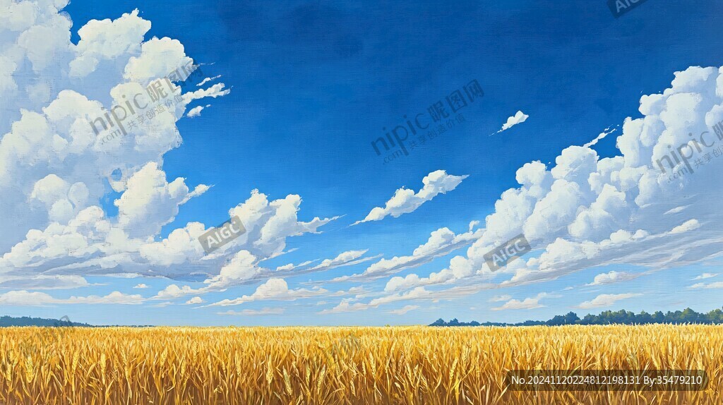 插画蓝天白云