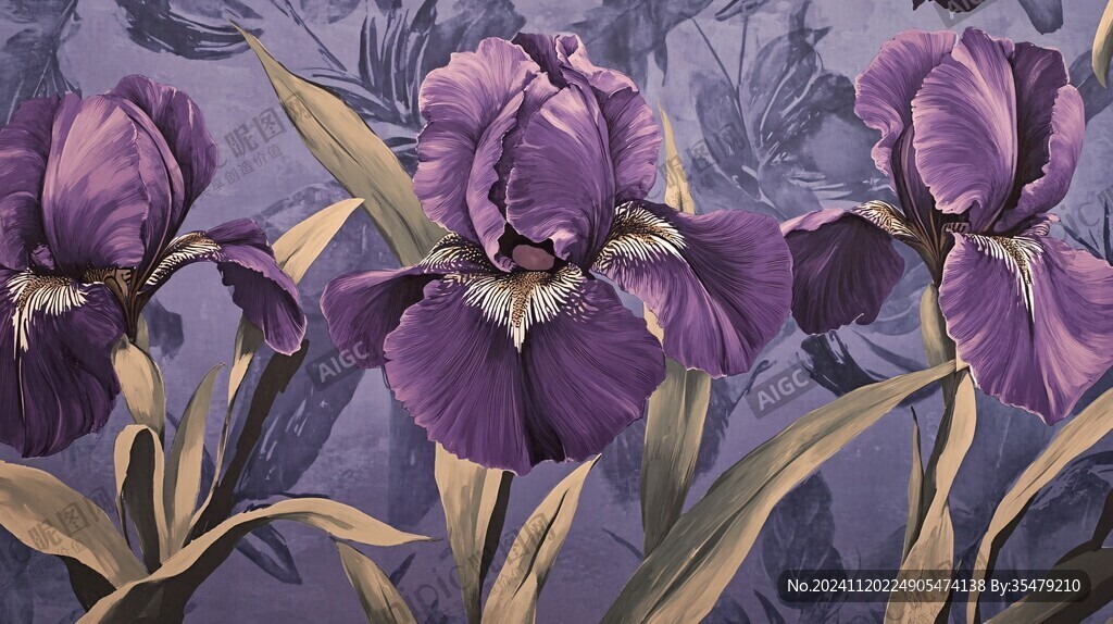 油画鸢尾花图案