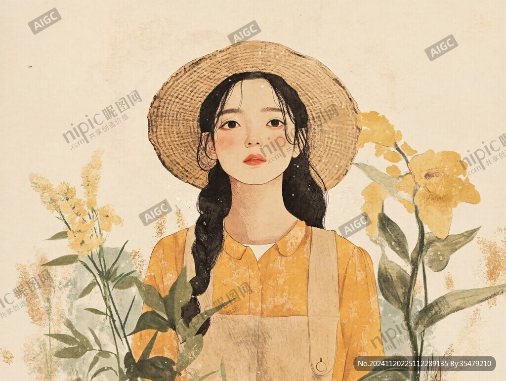 青春风少女插画