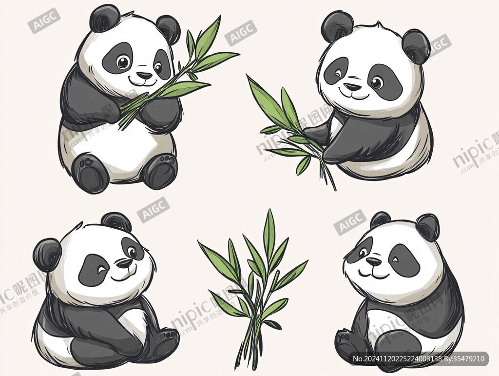 卡通熊猫素材