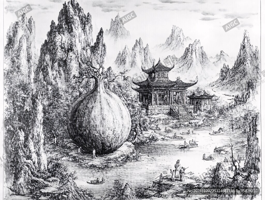 小青柑钢笔画