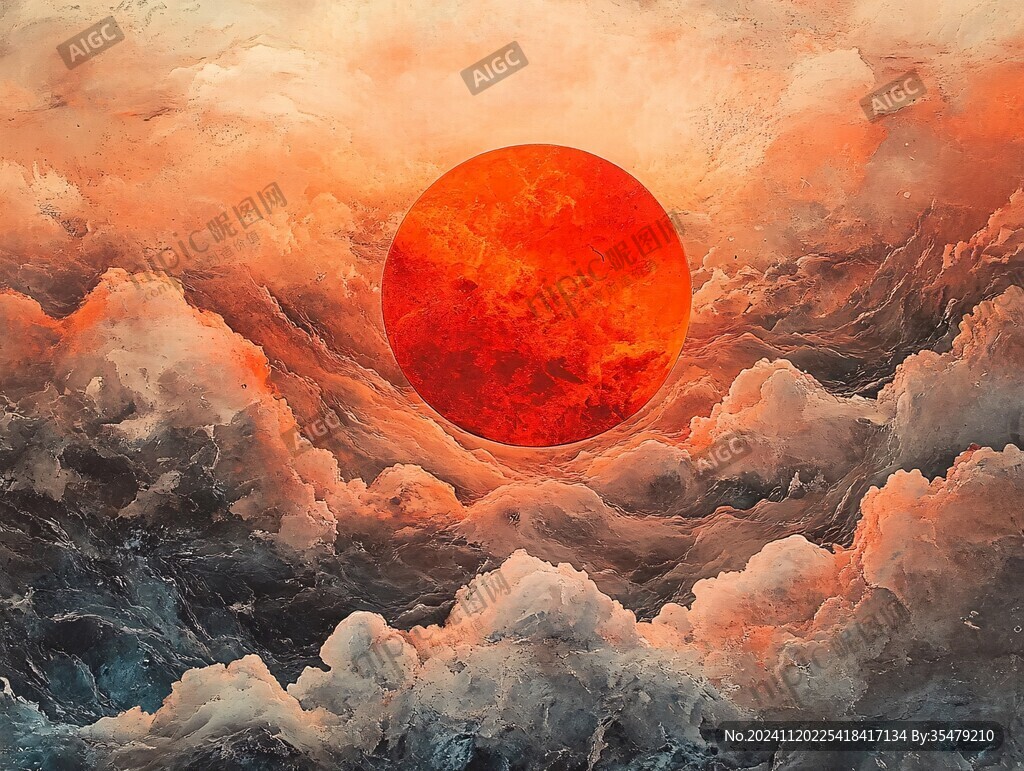 插画红日