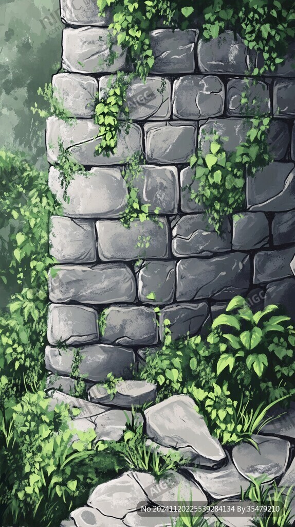 藤蔓植物大石头