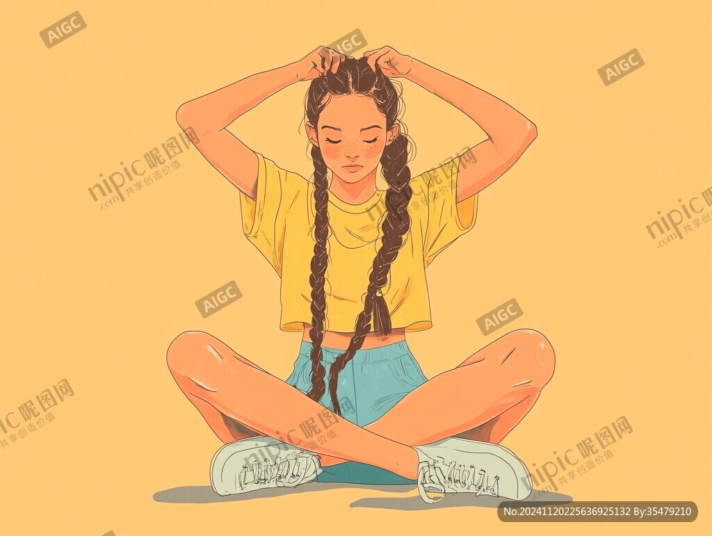 黑人女孩插画