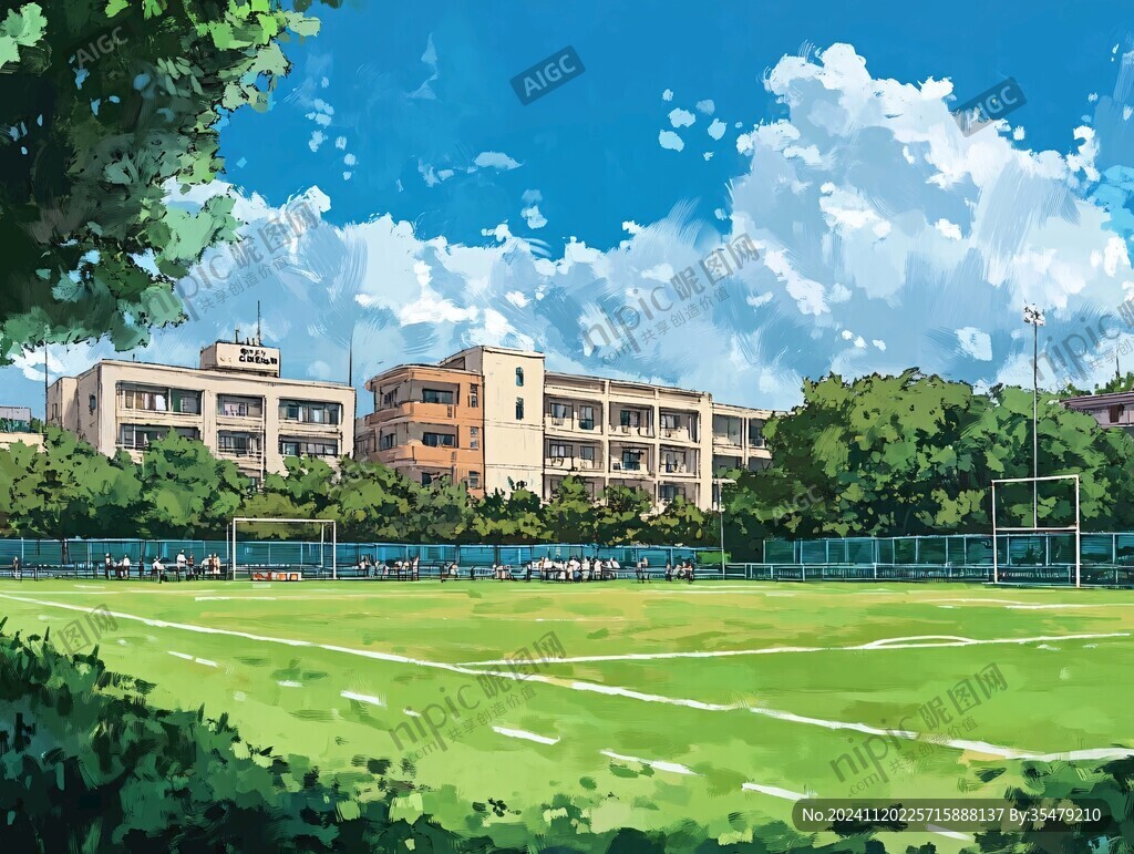 唯美校园插画