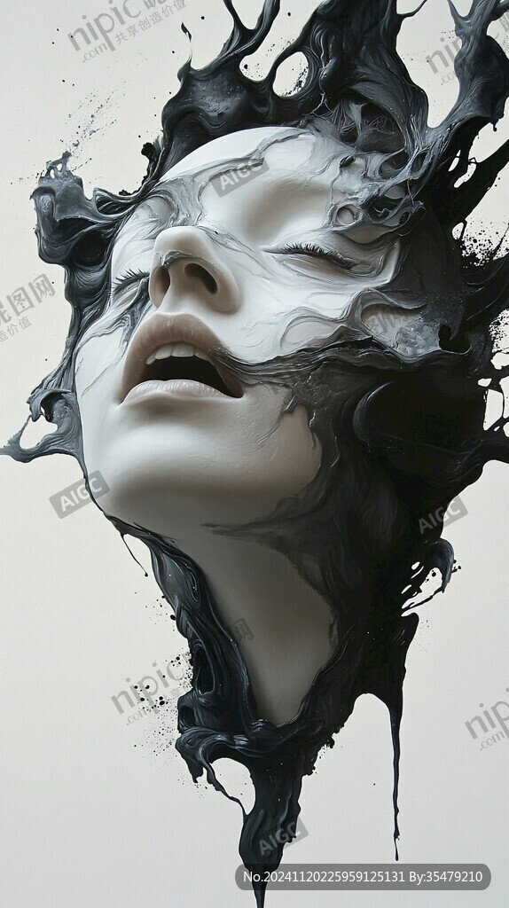 扭曲人像插画