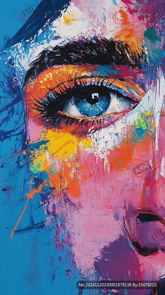 人脸色块拼接装饰画