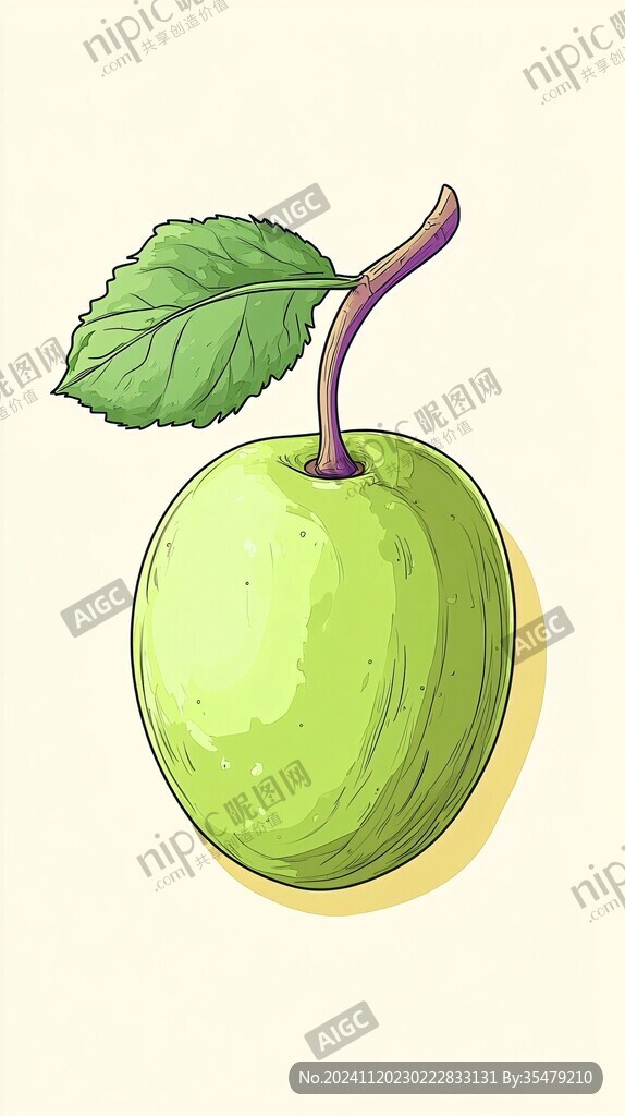绿色苹果插画