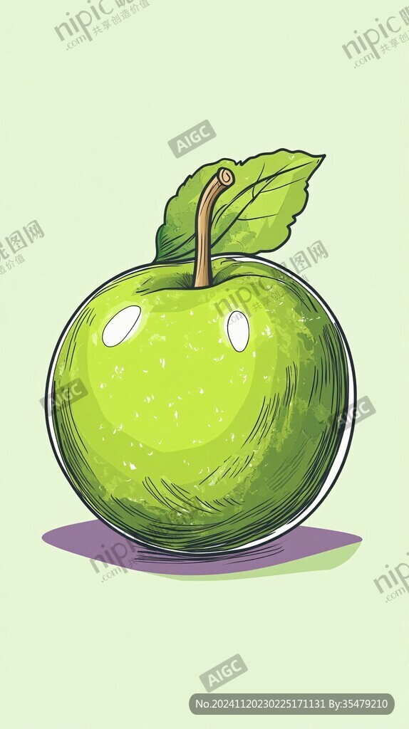 绿色苹果插画