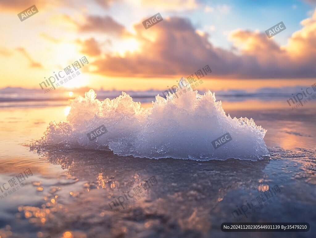 海边夕阳落日风景冰凌