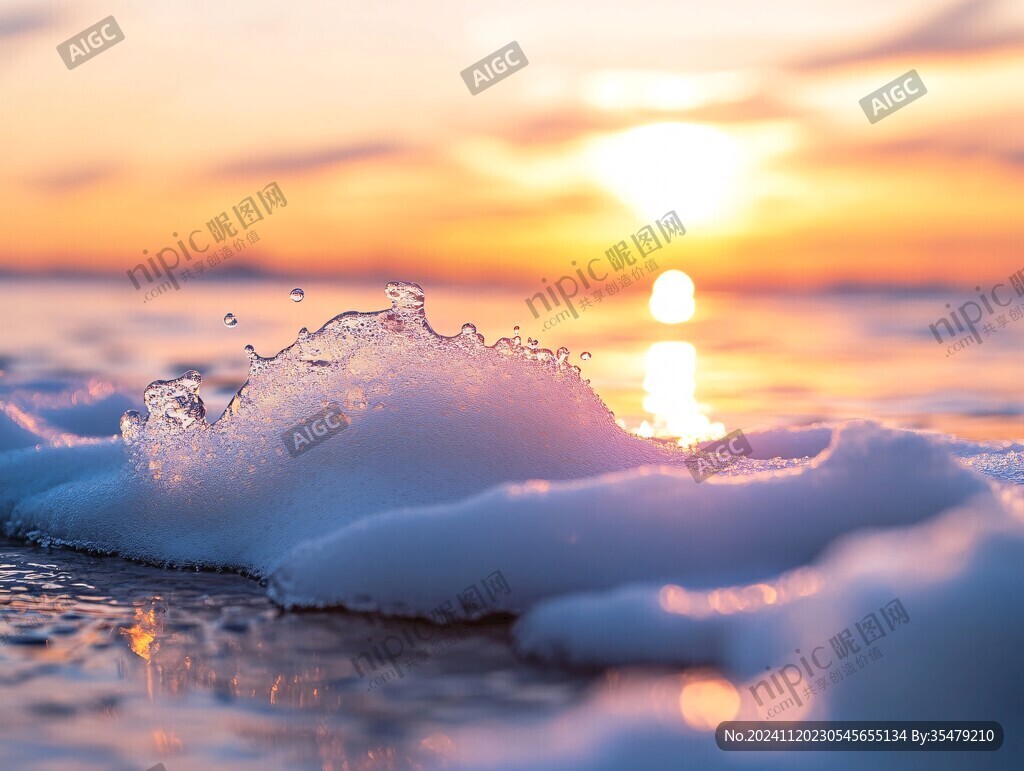 海边夕阳落日风景冰凌