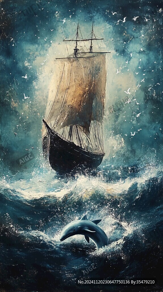 插画海洋辽阔