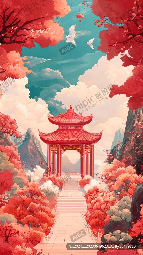 爱晚亭插画