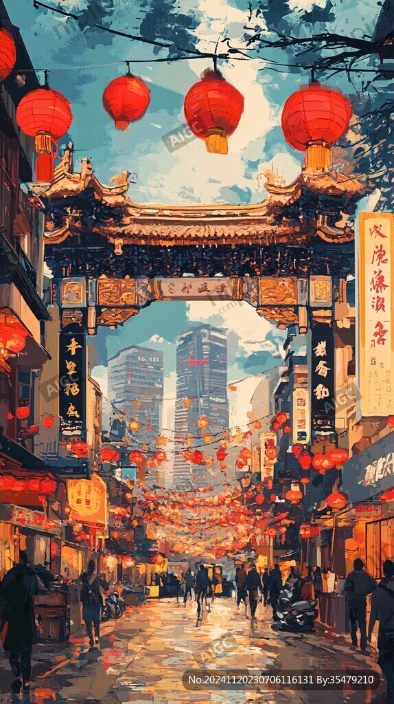 庙街插画