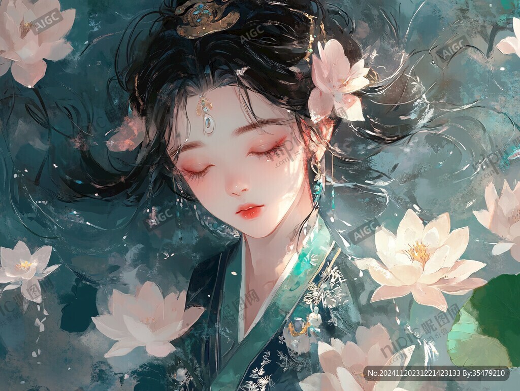 古风美女头像插画封面