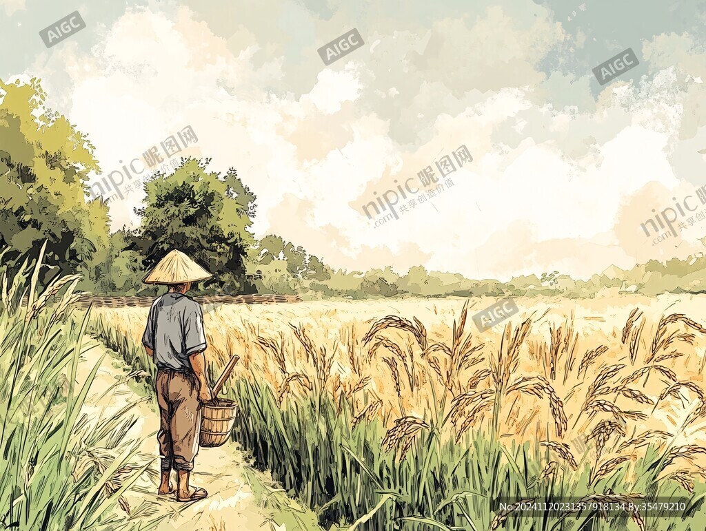 农业插画水稻插画