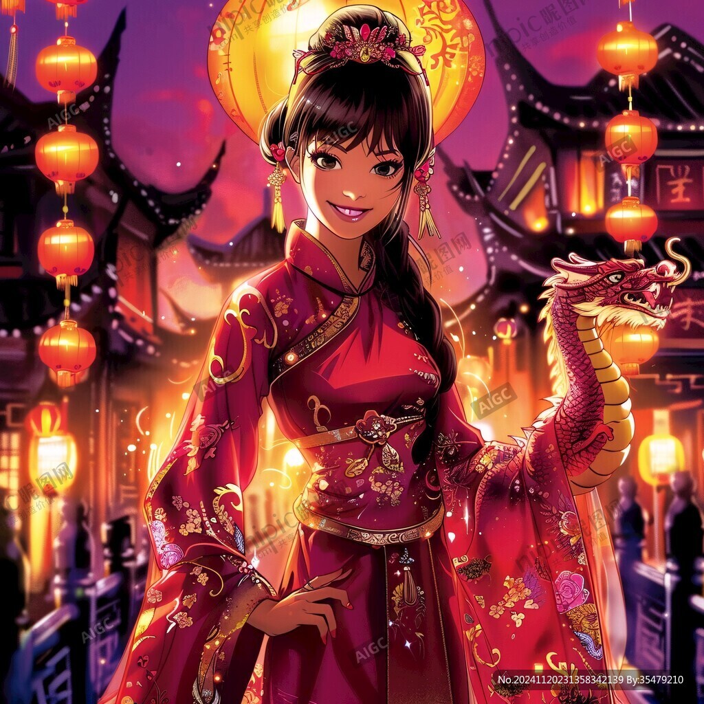 古风美女过年