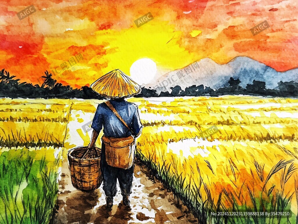 农业插画水稻插画