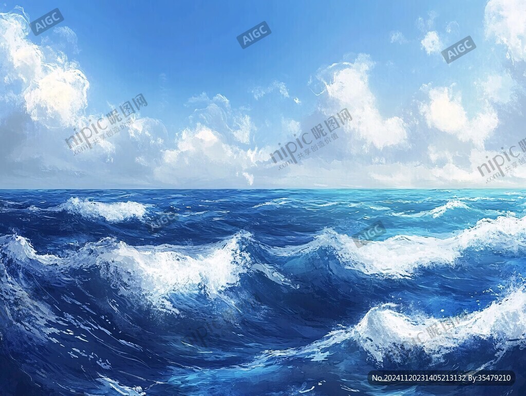插画海平面