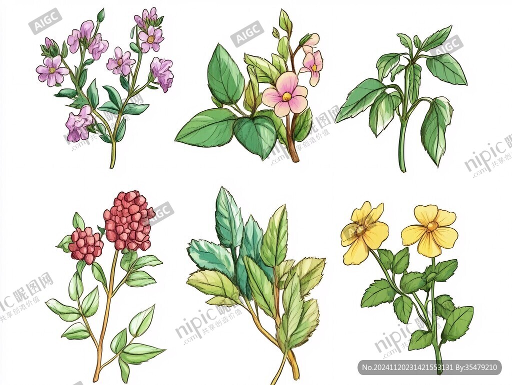 手绘中药植物插画