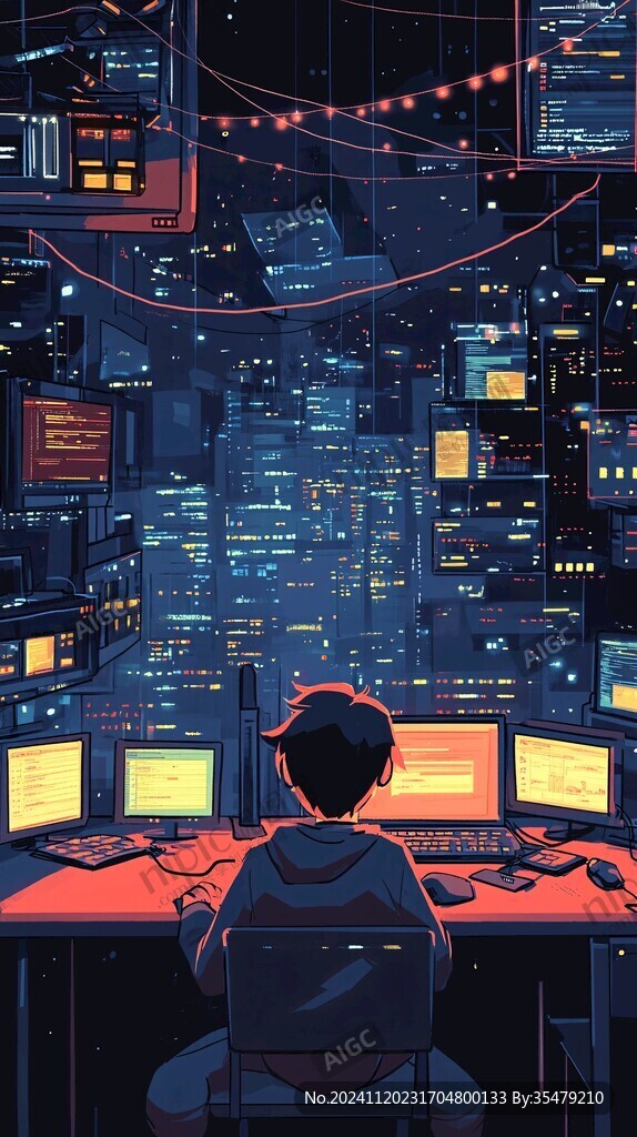 科技男插画