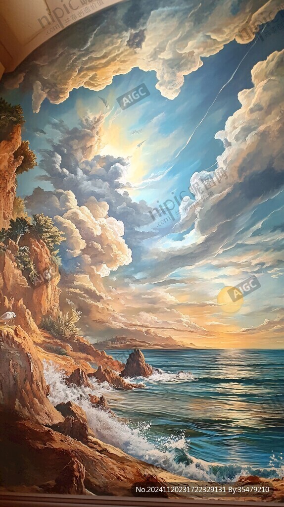 海天一色壁画