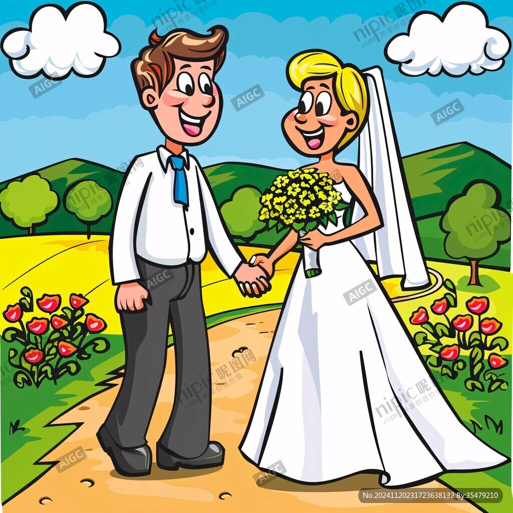 卡通漫画新人婚礼