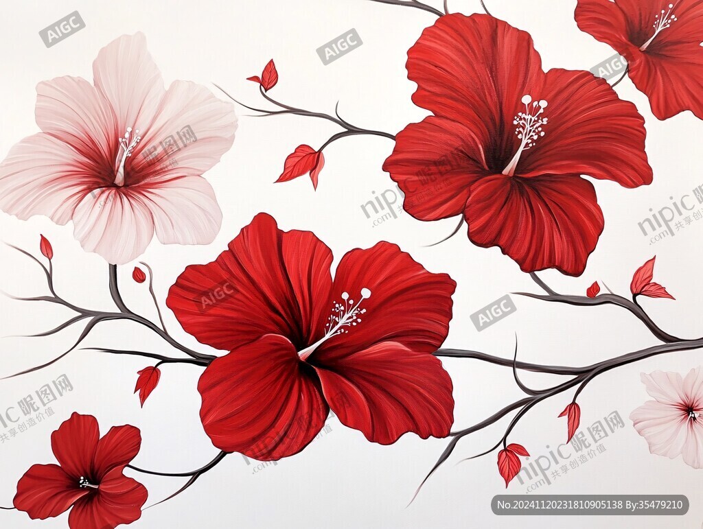 扶桑花手绘