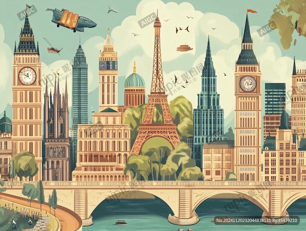 伦敦插画宣传素材背景