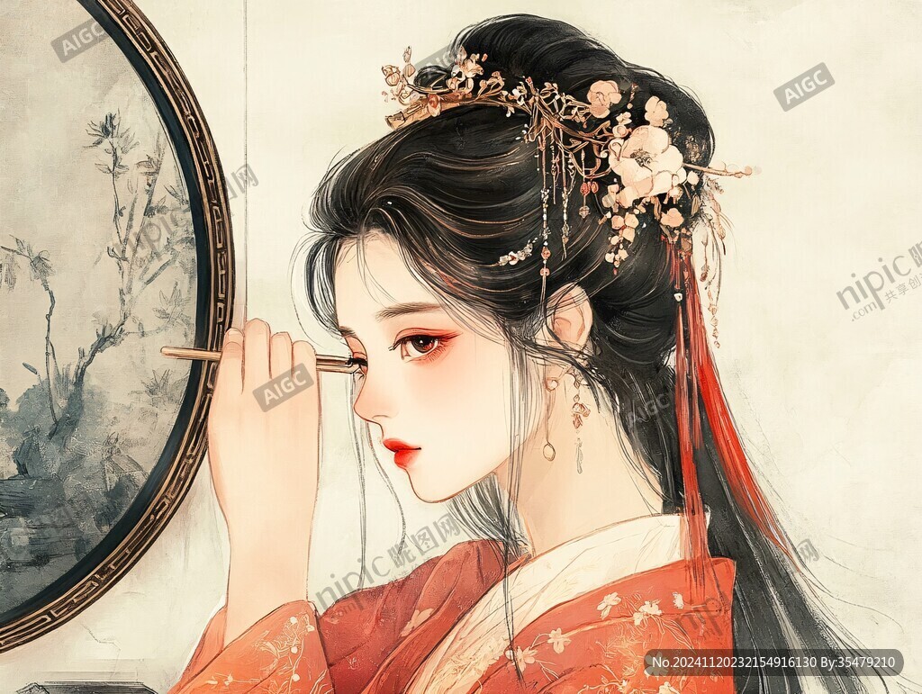 古风美女头像插画封面