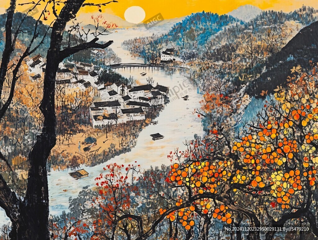 山村秋色图