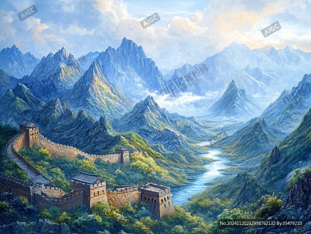 油画长城