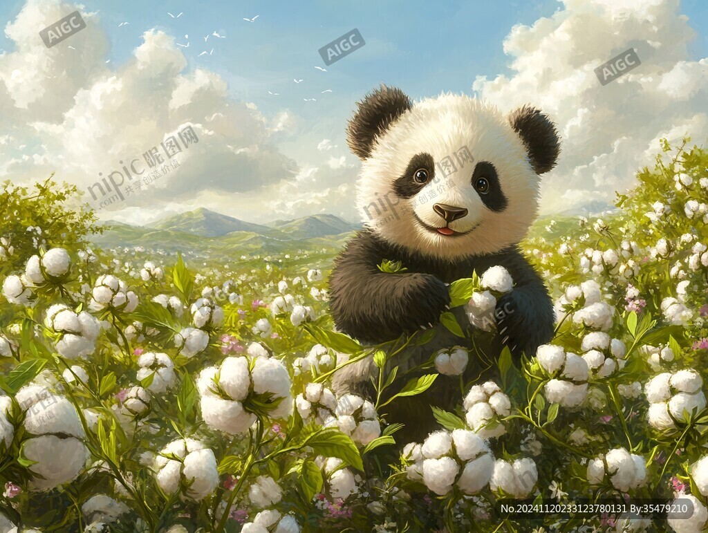 写实熊猫插画