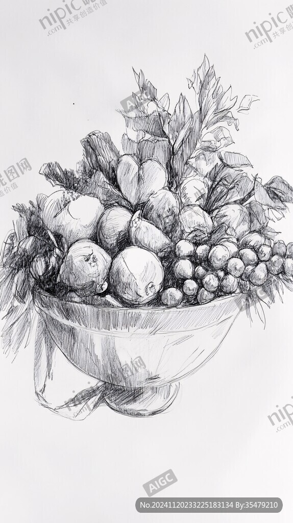 素描水果篮