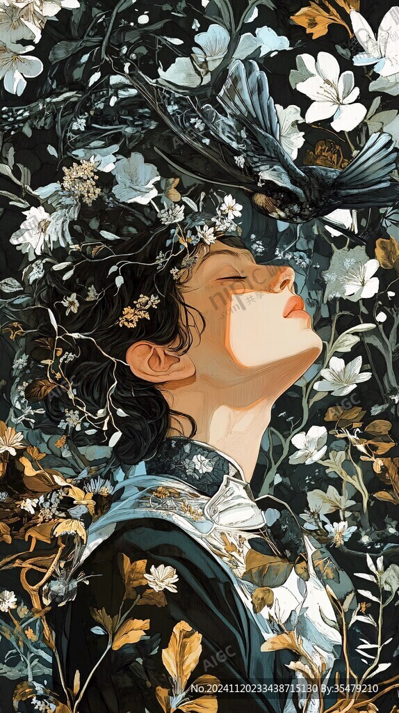 蓝色系插画