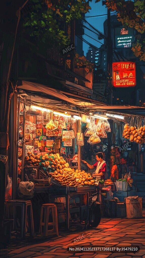 街边小店插画