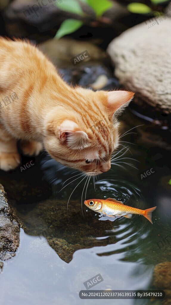 猫追鱼
