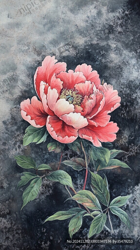 工笔芍药花