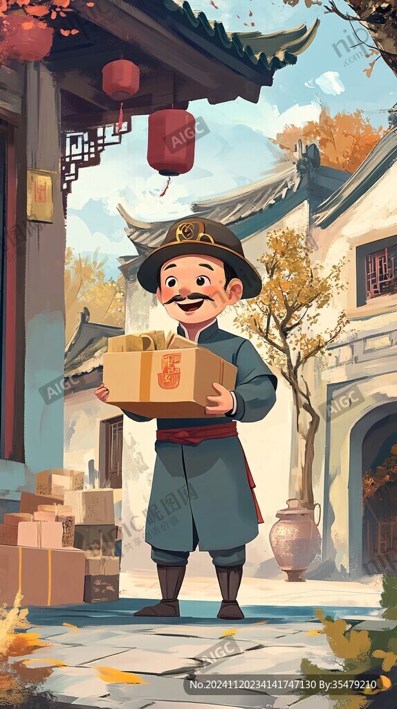喜庆掌柜小男孩