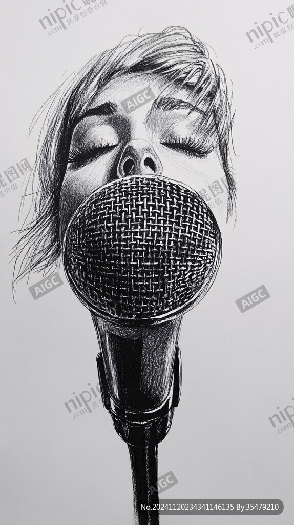 女歌手插画