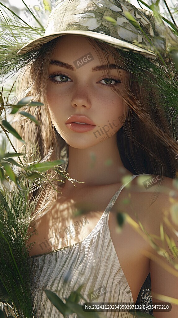 戴草帽的少女