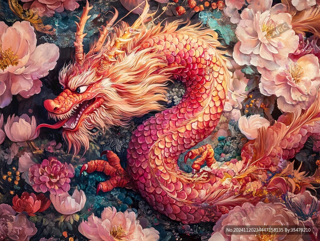 龙年烫金插画