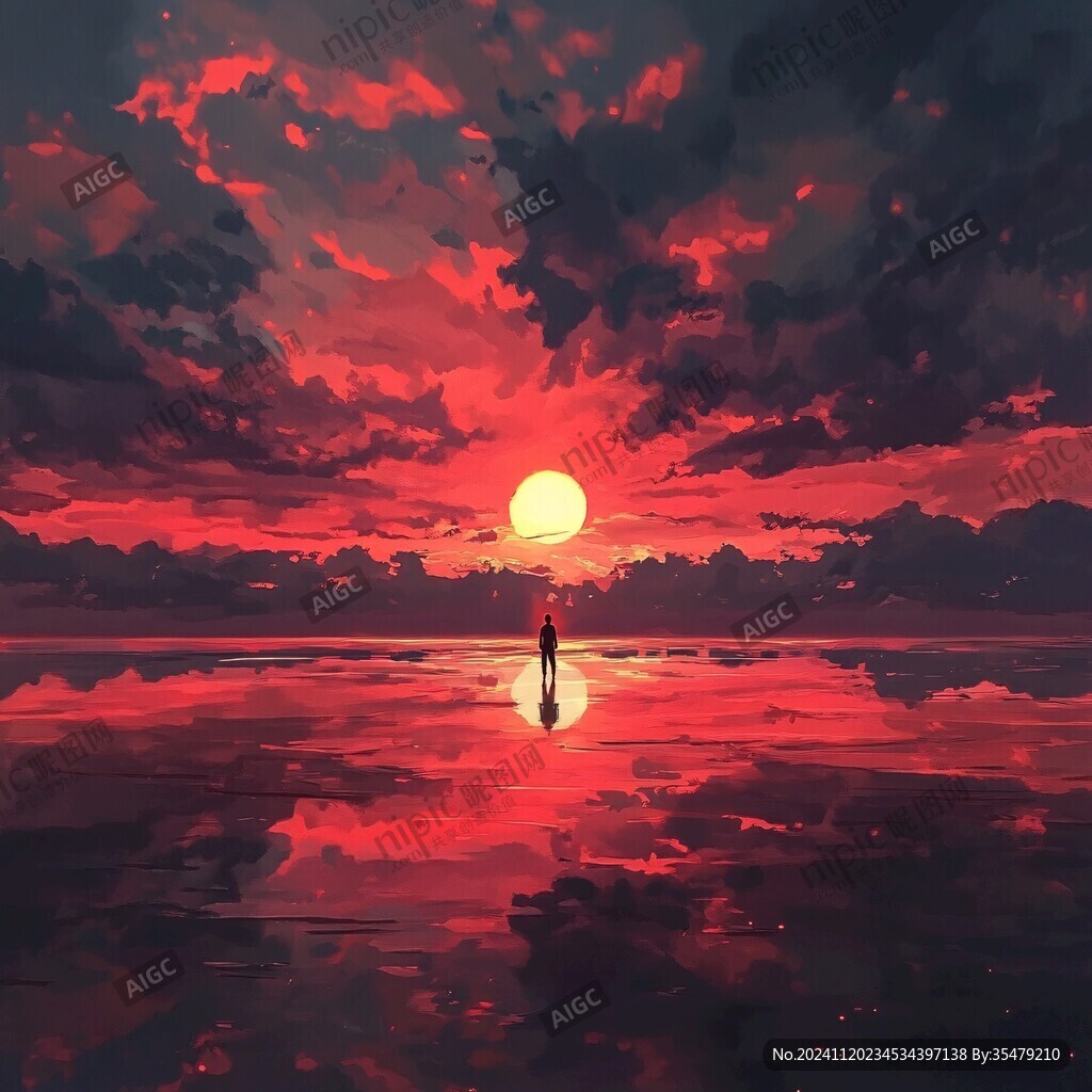 插画落日