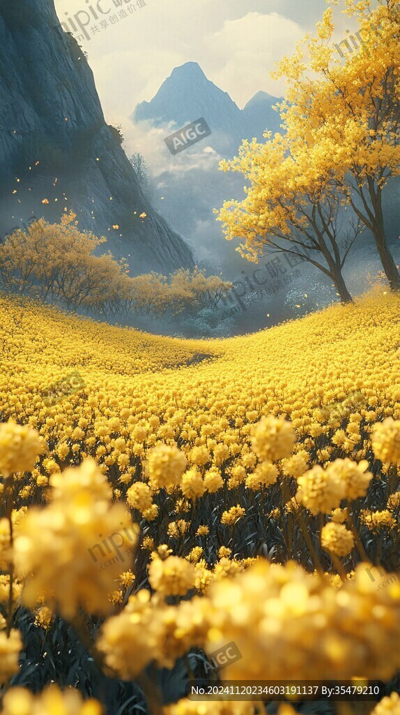 唯美梦幻花田场景