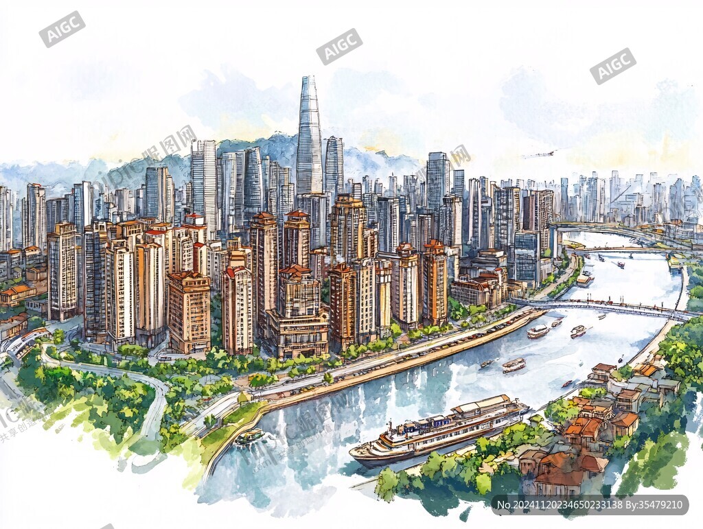 横琴城市手绘